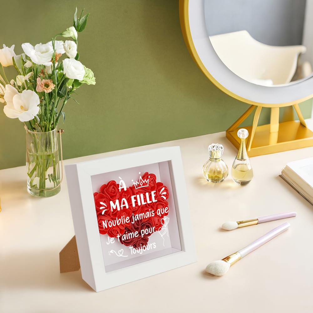 Cadeau pour Ma Fille Cadre Profond Cadre Photo 3D Cadeaux Anniversaire Cadeau Amoureux Cadeaux Ma Fille d'amour Noel Saint Valentin