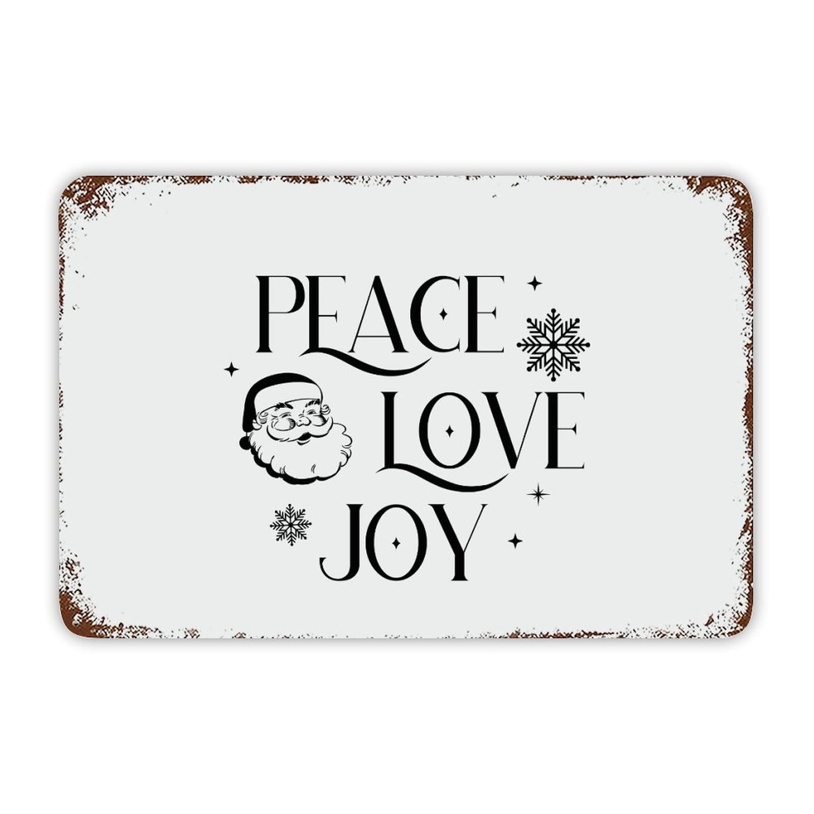 ENEDNATE Christmas Metal Sign,Vintage Man Cave Aluminum Tin Metal Sign with Saying 8x12 Inch Peace Love Joy Retro Street Metal Signs for Indoor Outdoor Garden Patio Yard Cafe Pub Home Decor