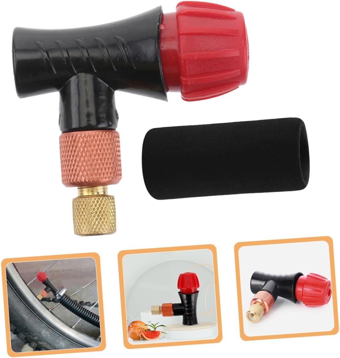 Portable Co2 Inflator with Black Thermal Sponge Cover, Universal Bike Tire Pump Compatible with Road and Mountain Bikes, Lightweight Sleeve for Cycling Outdoor Use