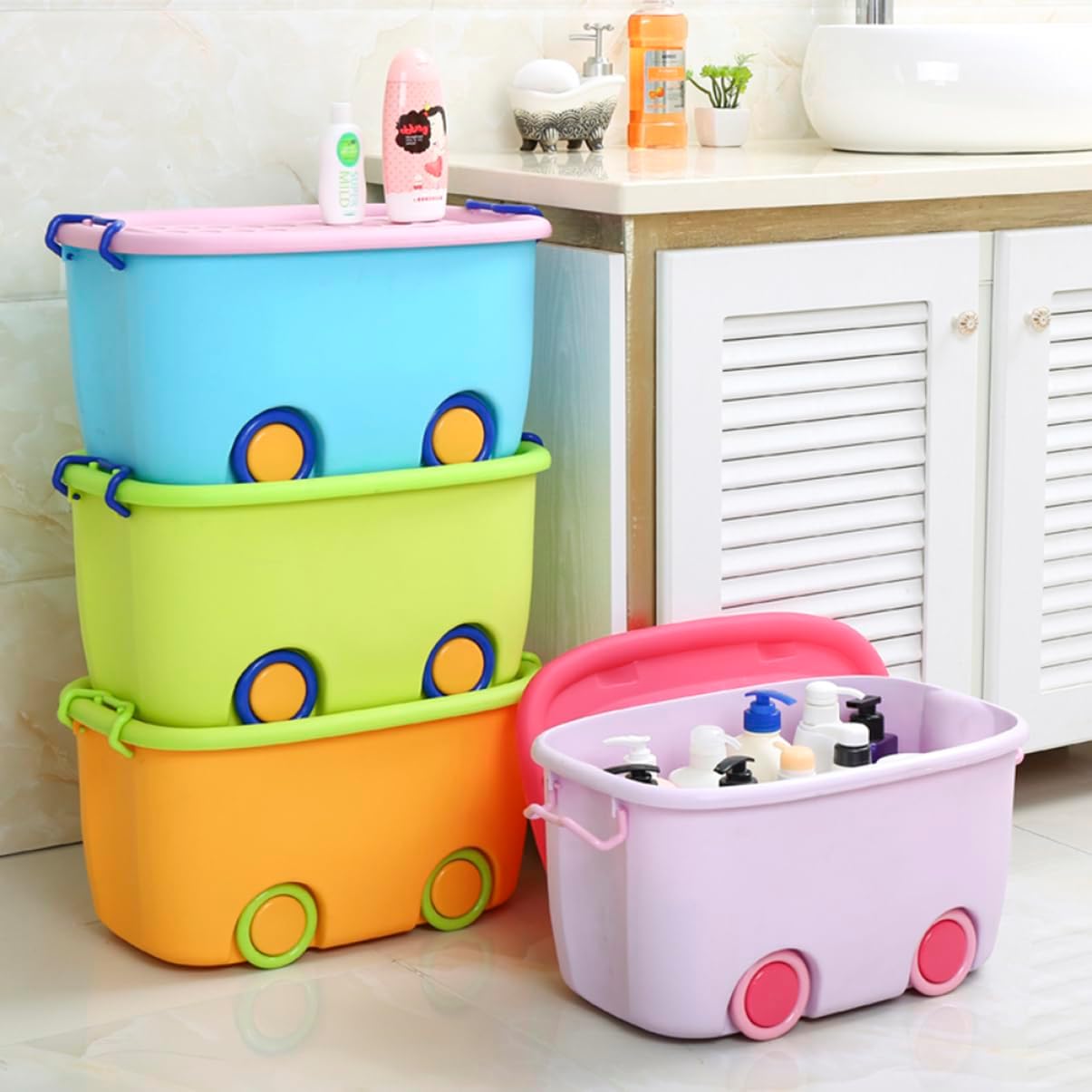 Plastic Drawer Storage Box Toy Organizer Storage Organizer Stackable Latch Box for Boys and Girls Toys Clothes Books