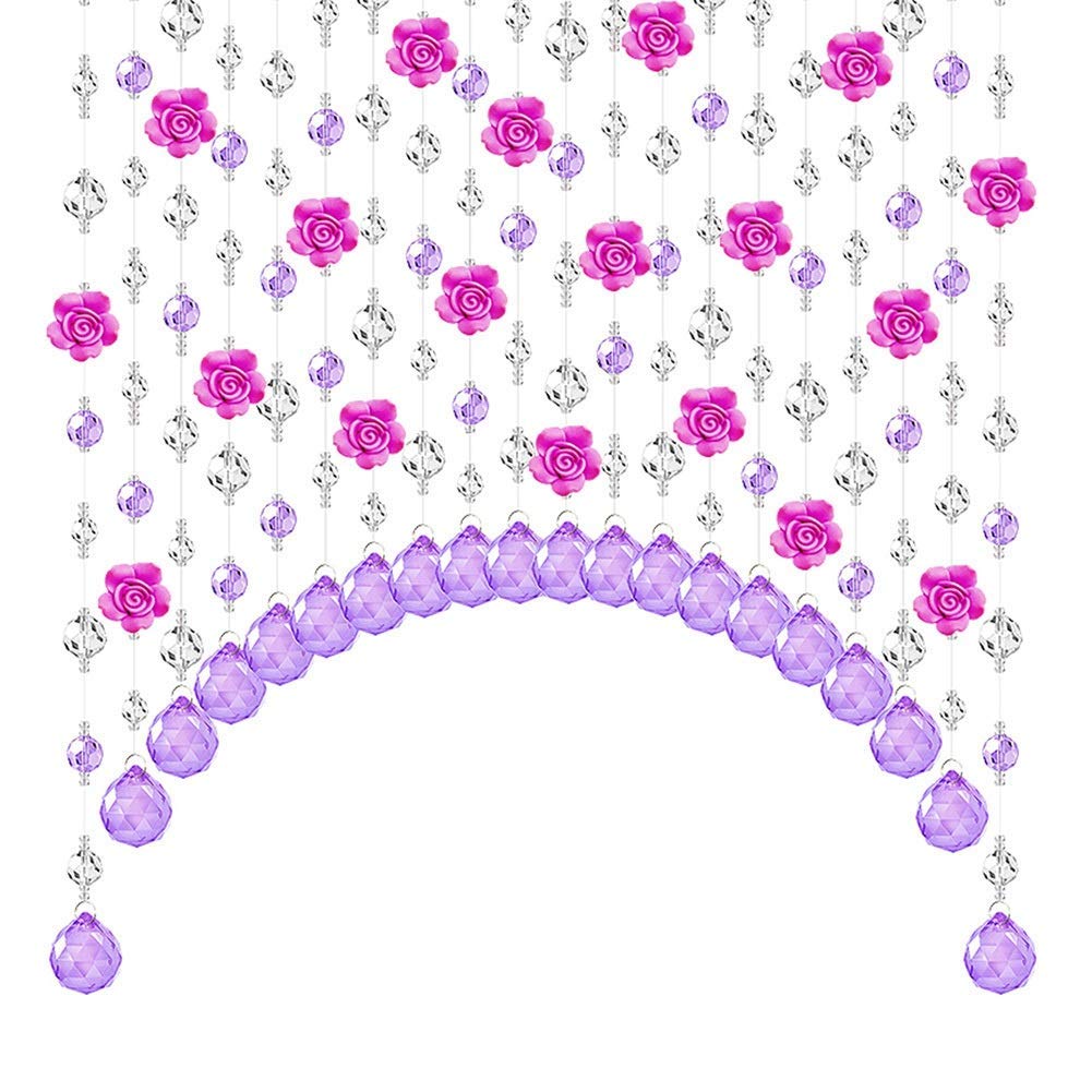 HAPPLiGNLY Beaded Door Curtains for Doorways Crystals Bead String Curtain for Room Dividers Rose Red Living Room Entrance Aisle Suspension Décor -20/30/40/50/60 Strands (Size : 40 Strands-W 1