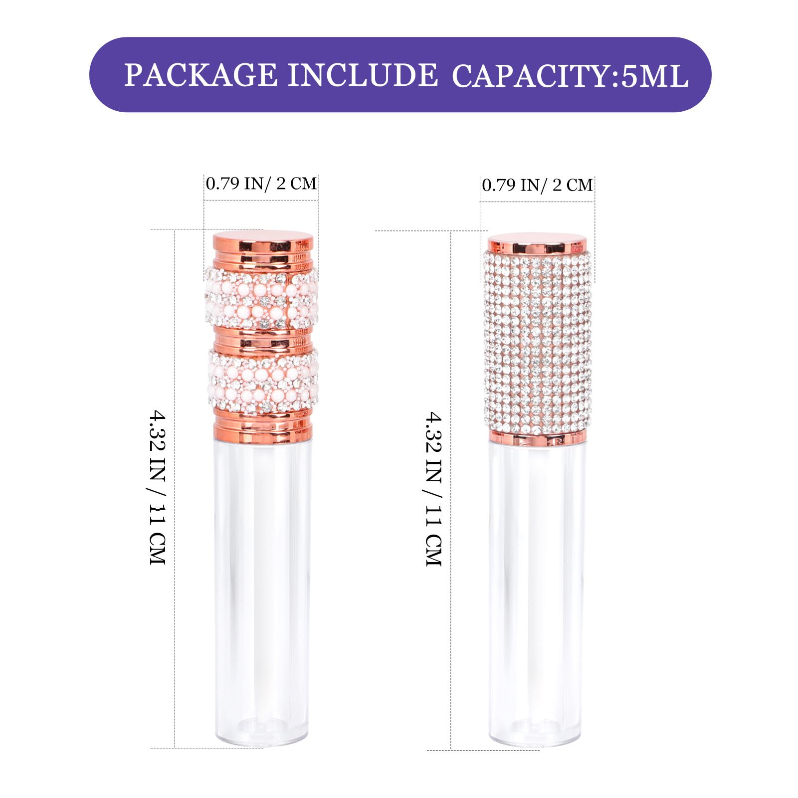 20 Piezas Tubo de Brillo Labial Vacías 5ml Abs Reutilizable