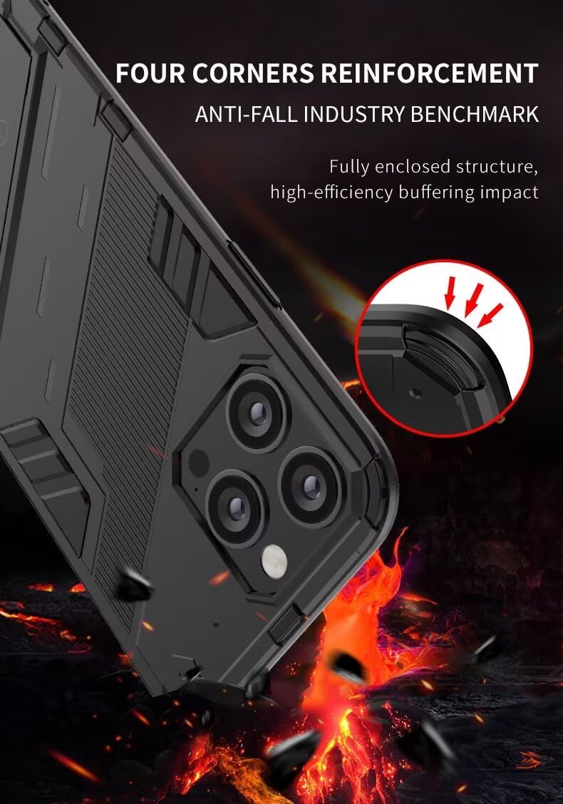 EASSGU Custodia per Xiaomi MI 13 Pro (6.73 Inches), con Cover Protettiva in Armor Silicone Antiurto per PC Kickstand - Nero