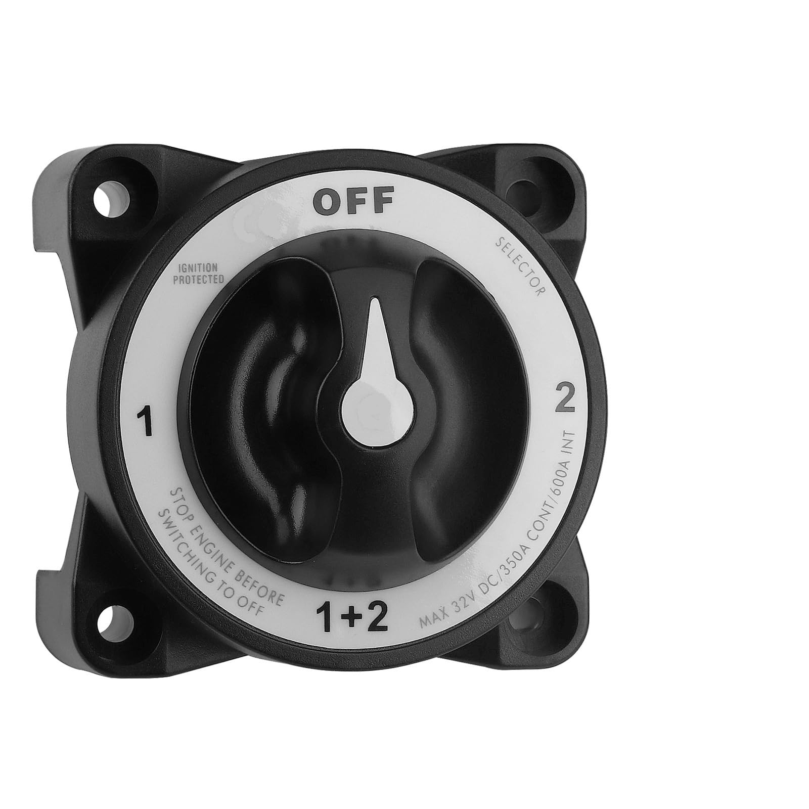Tasto Interruttore Accensione Serie E M10 4 posizioni 32V 350A Interruttori di scollegamento batteria luminosi Interruttore rotativo isolatore per barche marine Camion RV(Black)