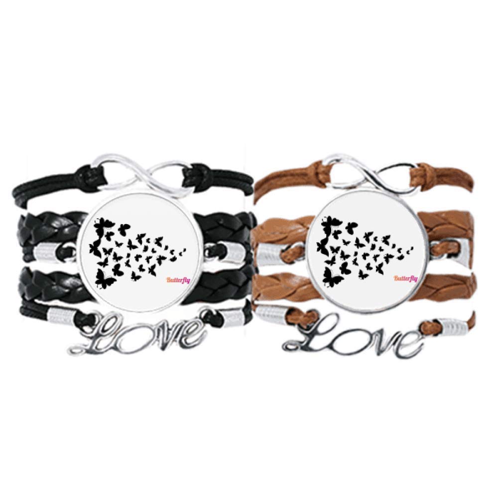 Bracelet Amour Couple Cuir et Corde Papillons DIYthinker