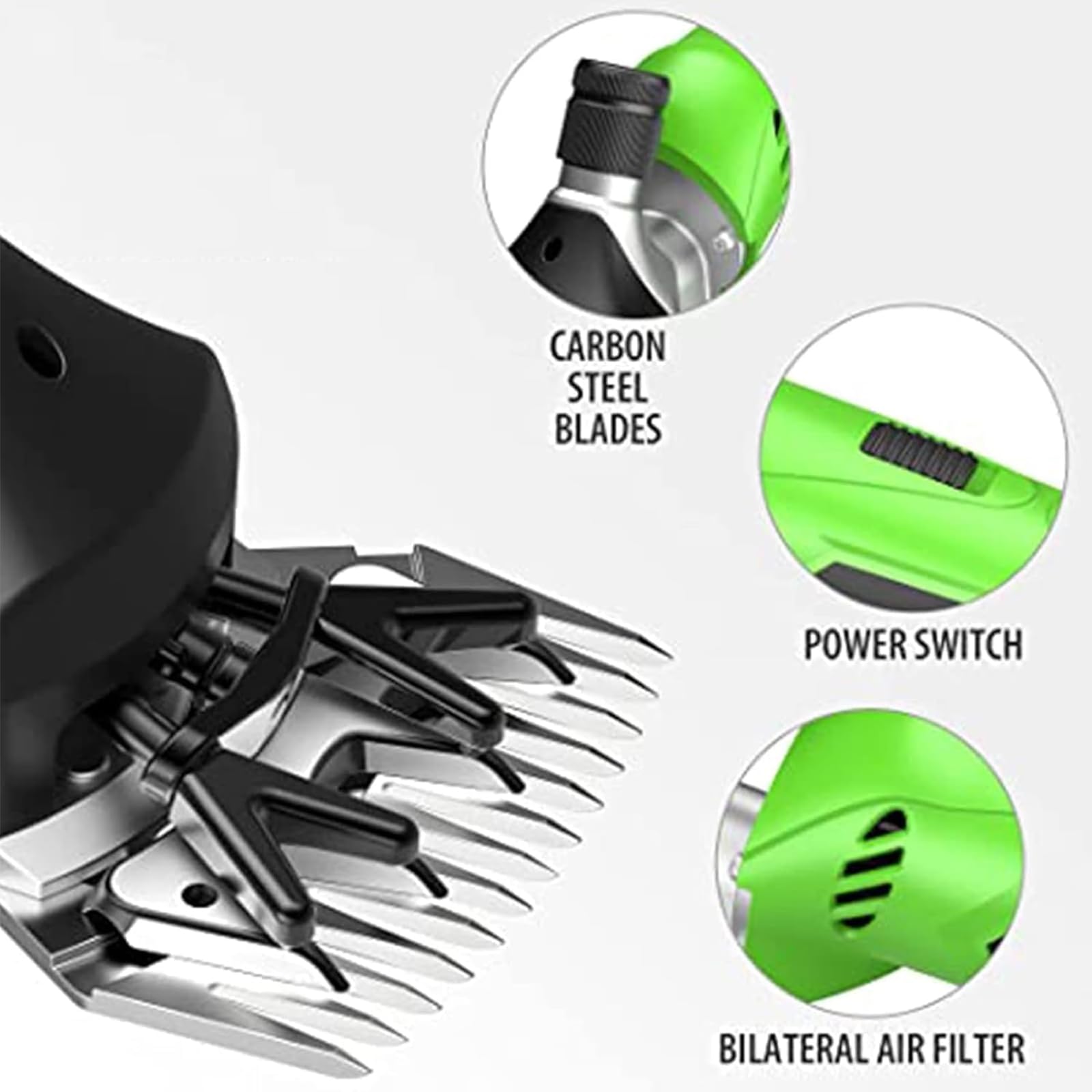 ERICAT Forbici da Lana Professionali, Tosatrice per Pecore a Batteria con Spazzola per La Pulizia, Motore da 200 W E velocità da 2500 Giri/min Regolabile, Tosatura Rapida, per Pecore, Bovini, Cavalli