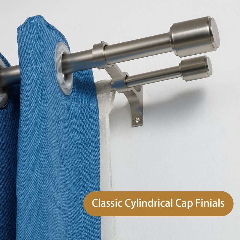 Double Curtain Rods Brushed Nickel, Double Drapery Rod 3672 Inch