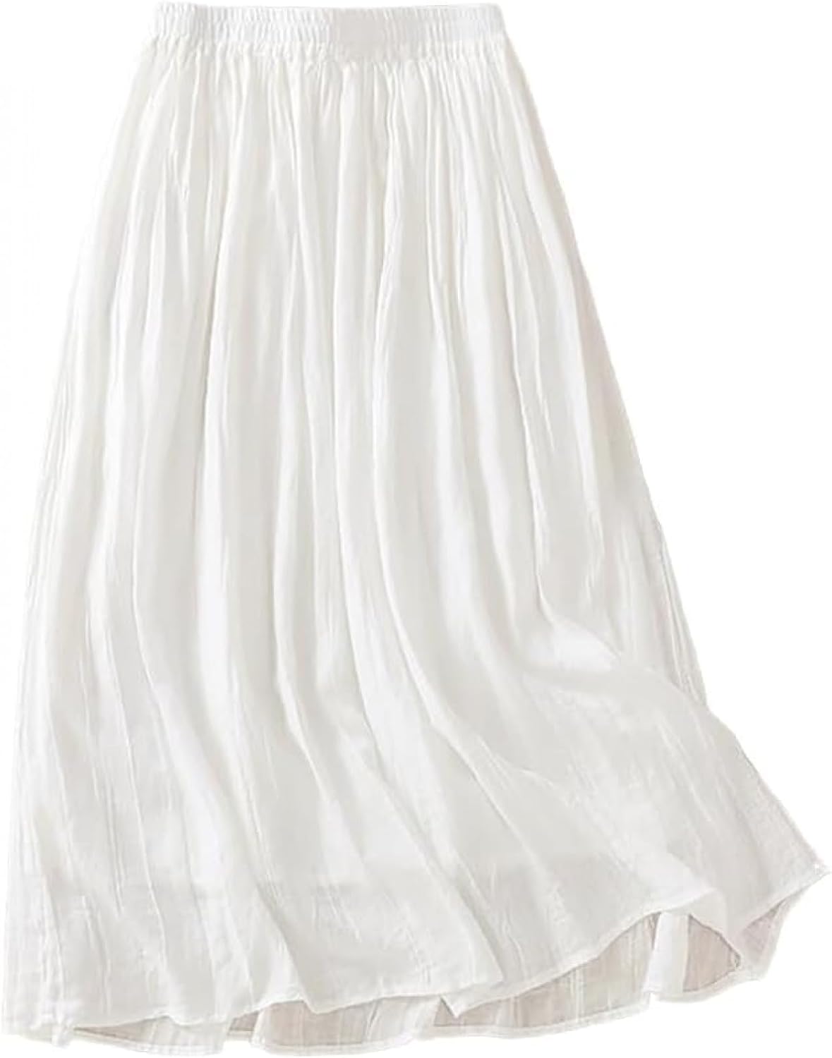 Summer Cotton Linen Skirts for Womens Elastic Waist Cotton Skirt Ladies Elegant Long Solid Color Maxi Skirts 2026