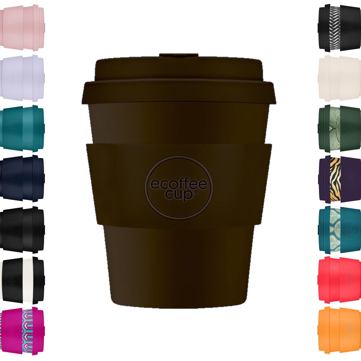 Ecoffee Cup 8oz 240ml Reusable Eco-Friendly 100% Plant Based Coffee Cup with Silicone Lid & Sleeve