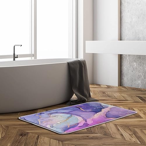 Miniatura 7 de Tapete de baño de mármol rosa Truquoise con textura abstracta y moderna, rayas doradas, de lujo, acuarela, geométrica, tinta artística, impresión