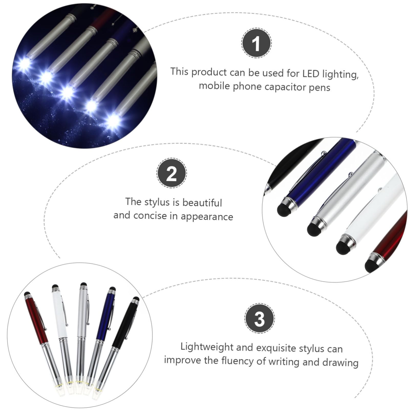 Lápiz Óptico Multifuncional 10piezas Negro Acero Plástico LED