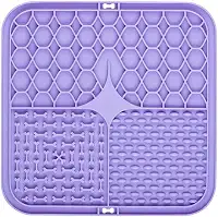 Tapete De Lamber Comedouro Para Cães E Gatos Educador Interativo Com Ventosas Alimentação PET Lenta Diminui Ansiedade Reduz Tédio Em Silicone 20x20cm Nas Cores Cinza E Lilás (LILÁS, único)