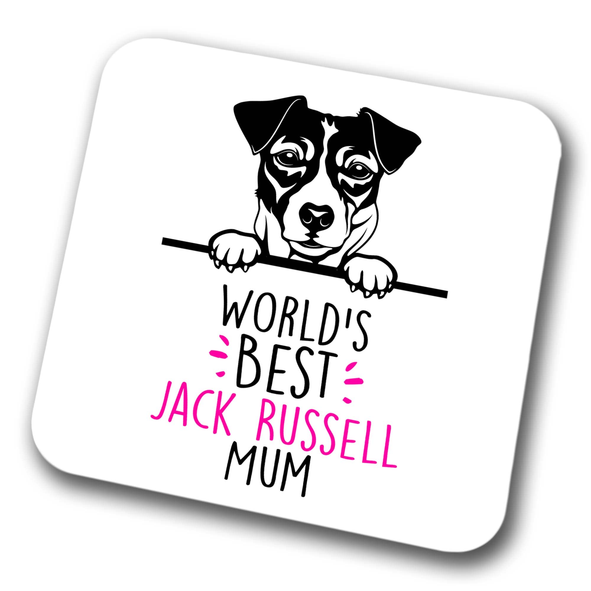 Faithful Prints Boys Jack Russell World's Best Mum Coaster Dog Mum Jack Russell Mum Friend Funny Gift For Birthday Christmas, Jack Russell Coaster