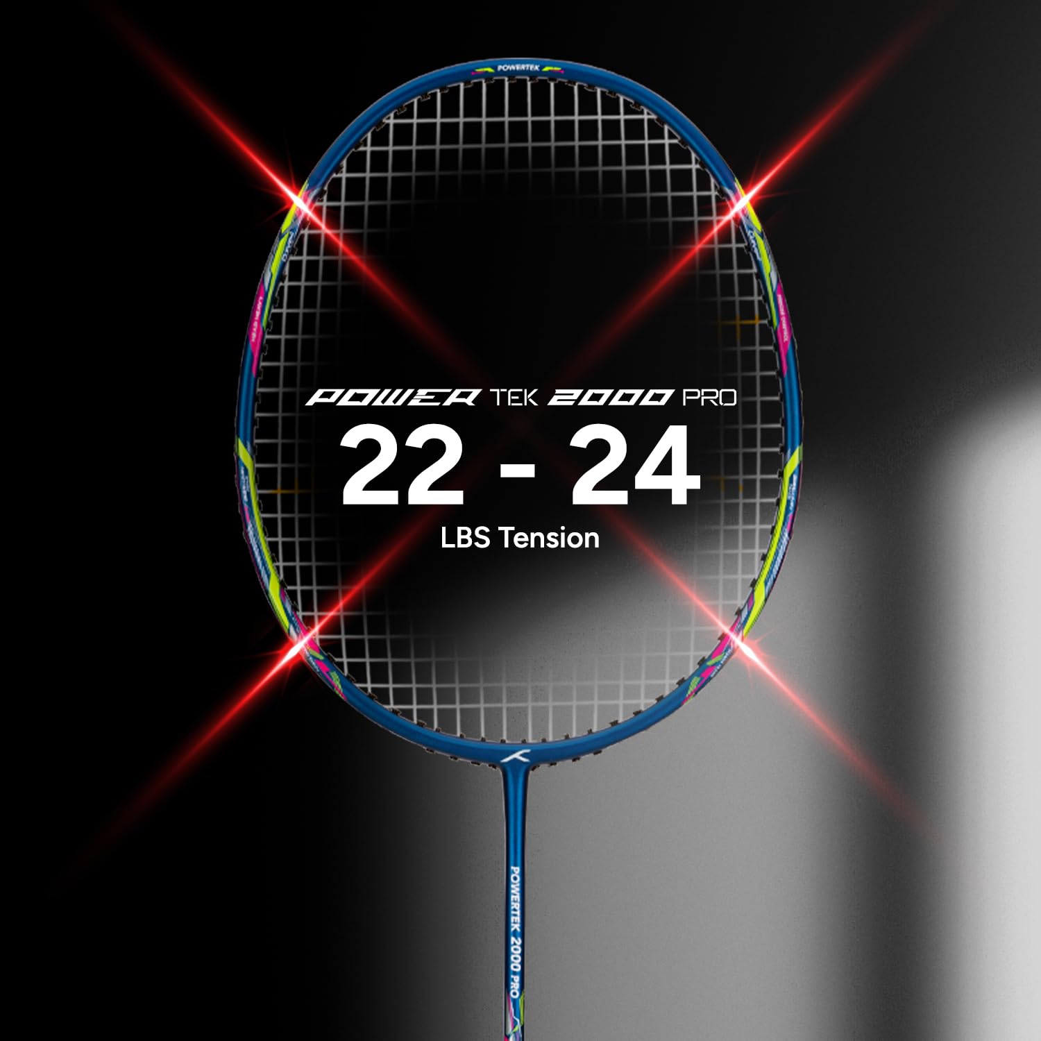 HUNDRED Powertek 2000 PRO Badmintonschläger mit Vollschutzhülle | Besaitet | Material: Graphit | Für Fortgeschrittene Spieler | Maximale Bespannung: 22–24 lbs