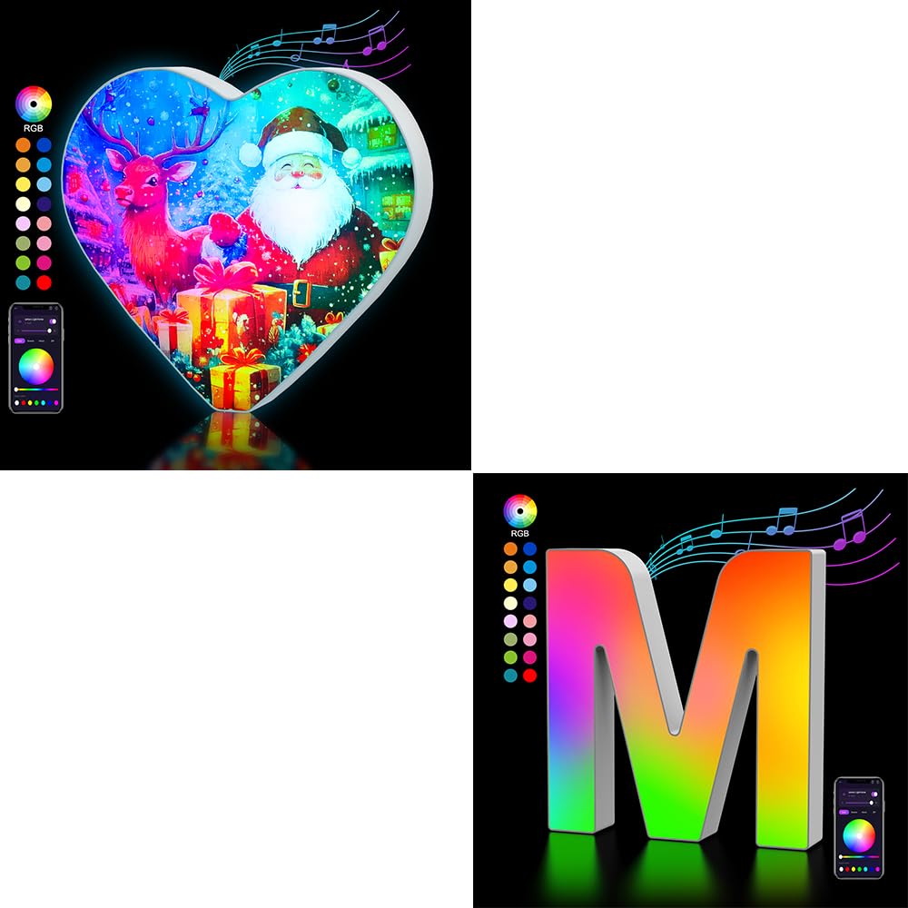 OJQ DIY Light Up Letters LED Letter - M+ Christmas Elk Heart Lights ...