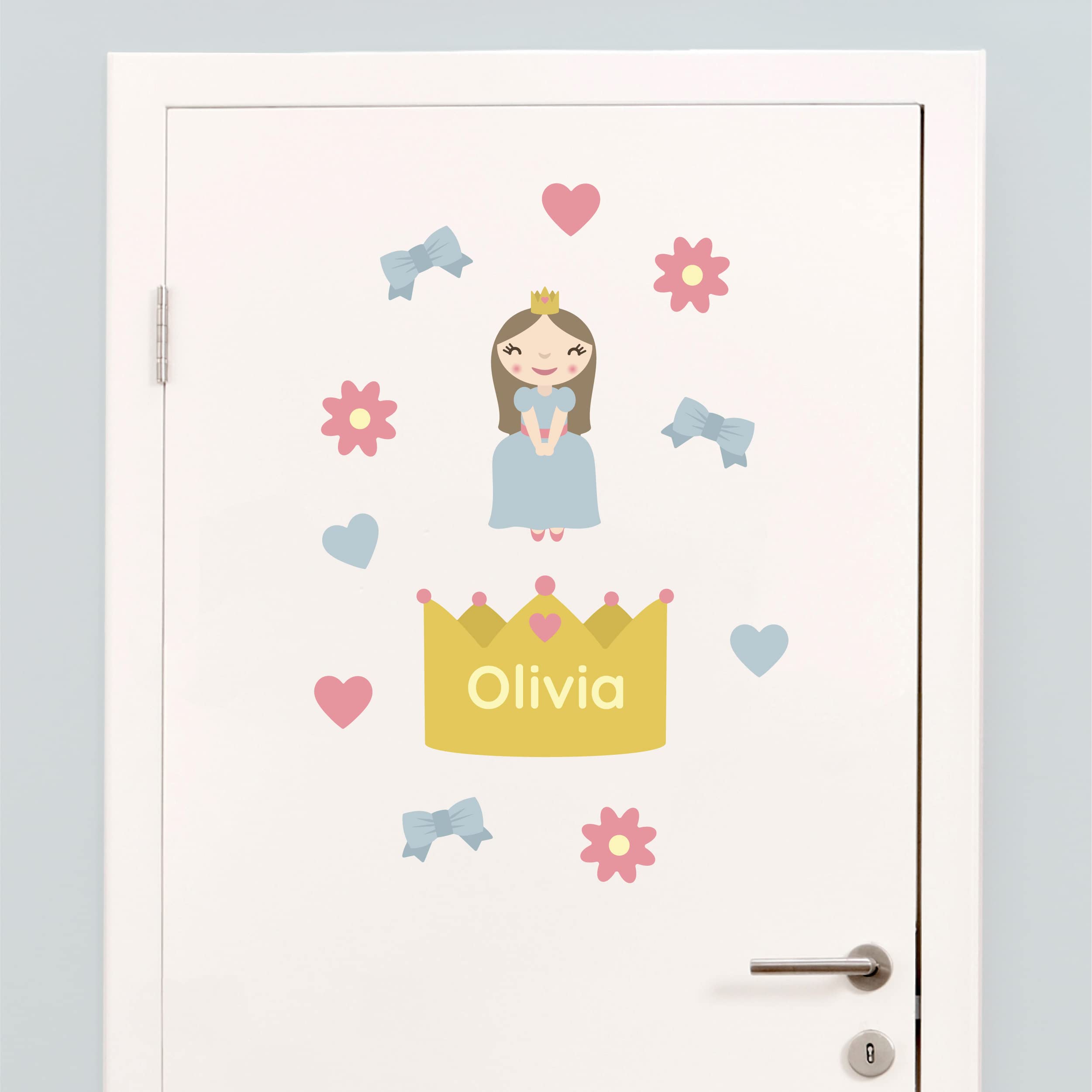 My Nametags® Personalised Princess Name Door Stickers for Kids | Self-Adhesive Room Decor for Walls, Doors or Furniture | Easy to Apply Door Decoration for Child's Bedroom, Nursery or Playroom, Blue
