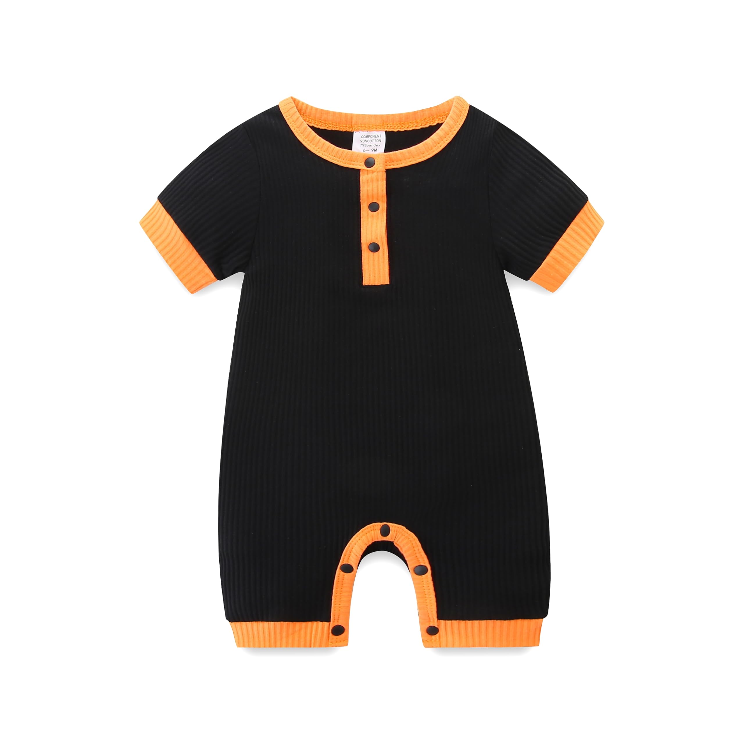 JingleBaBa Unisex Cute Romper Ribbed Short Sleeve Bodysuit Infant Cotton Outfits Clothes