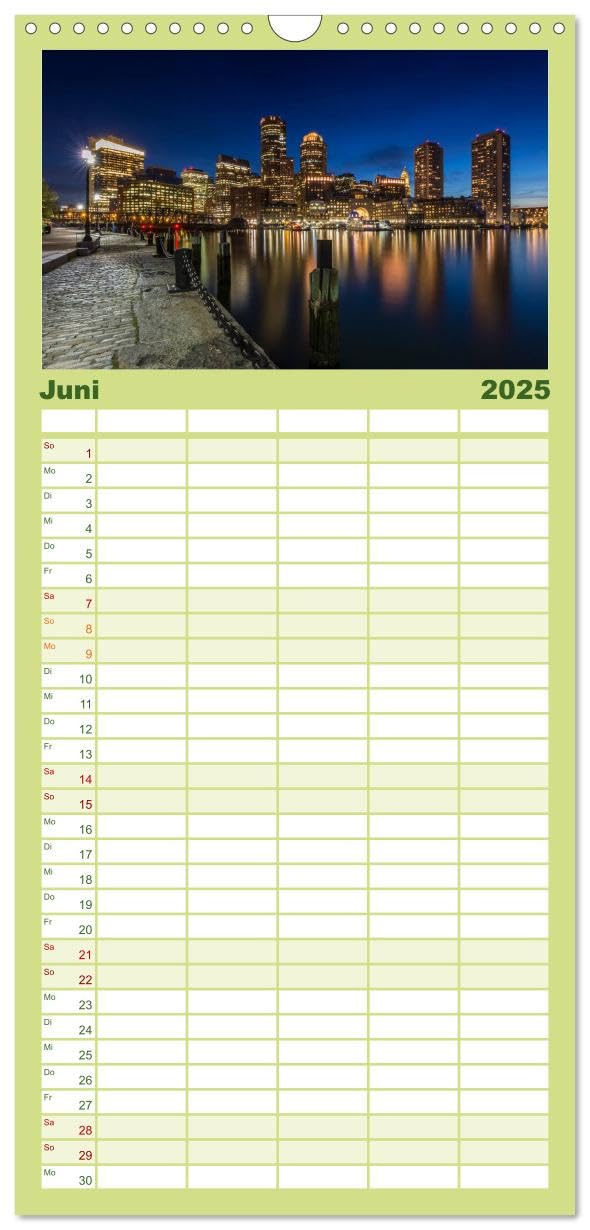 Familienplaner 2025 - Stadtansichten aus Boston mit 5 Spalten (Wandkalender, 21 cm x 45 cm), CALVENDO: Sehenswürdigkeiten und idyllische Orte (CALVENDO Orte)