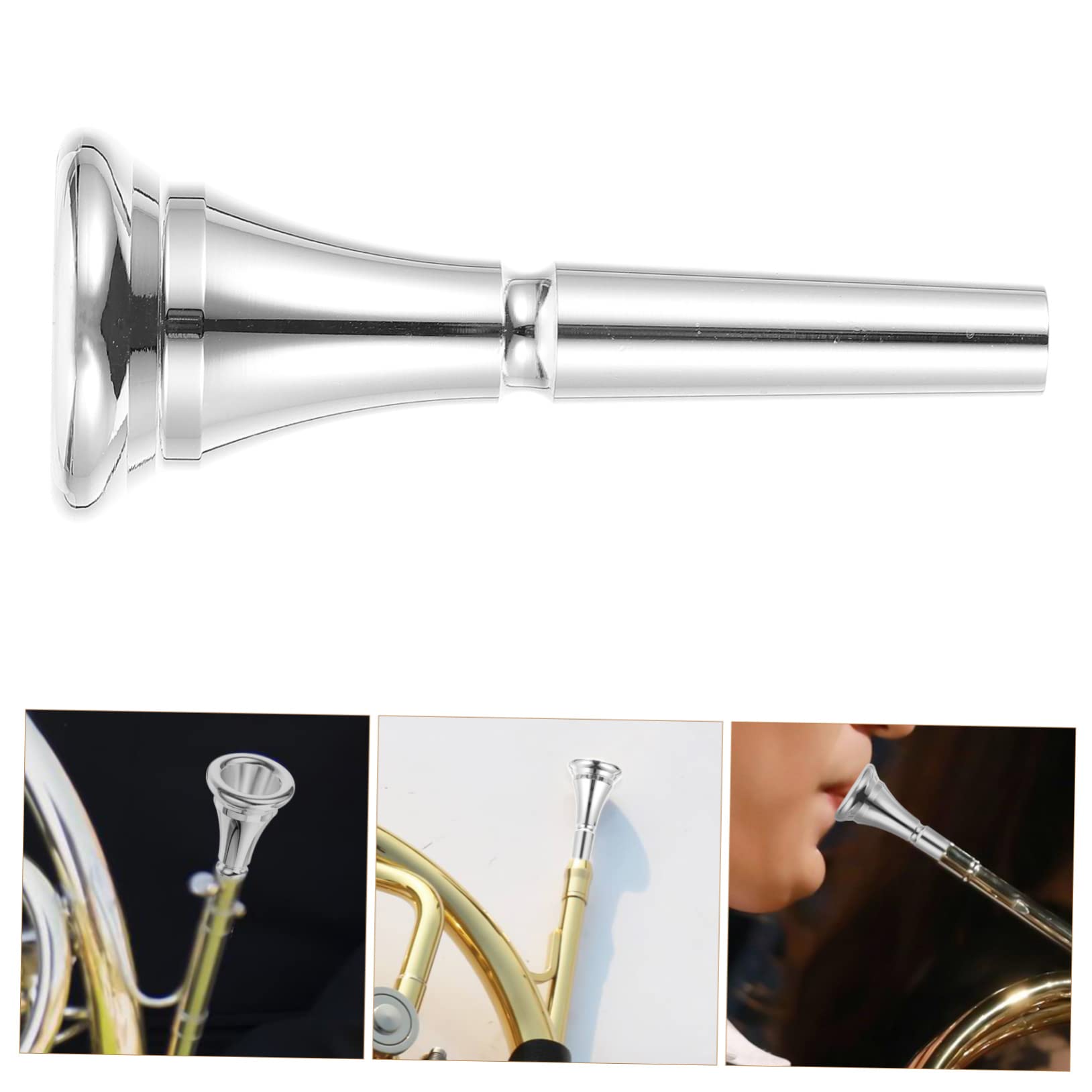 SUPVOX Professional French Horn Mouthpiece Replacement Metal for Beginners Silver