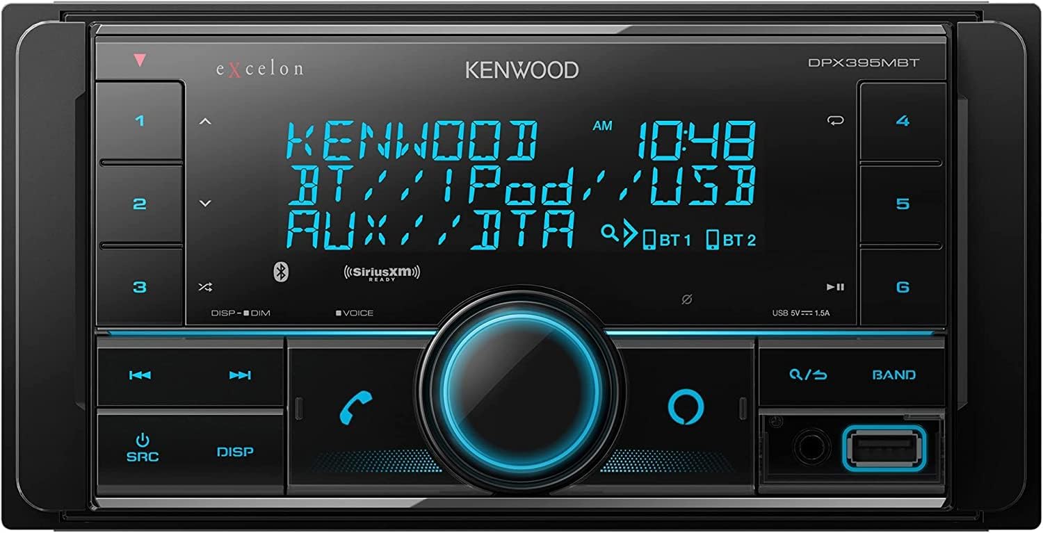 KENWOOD DPX395MBT Double DIN in-Dash Digital Media Receiver with Bluetooth (Does not Play CDs), Mechless Car Stereo Receiver, Amazon Alexa Ready - Black, Plus SXV300V1 SiriusXM Tuner
