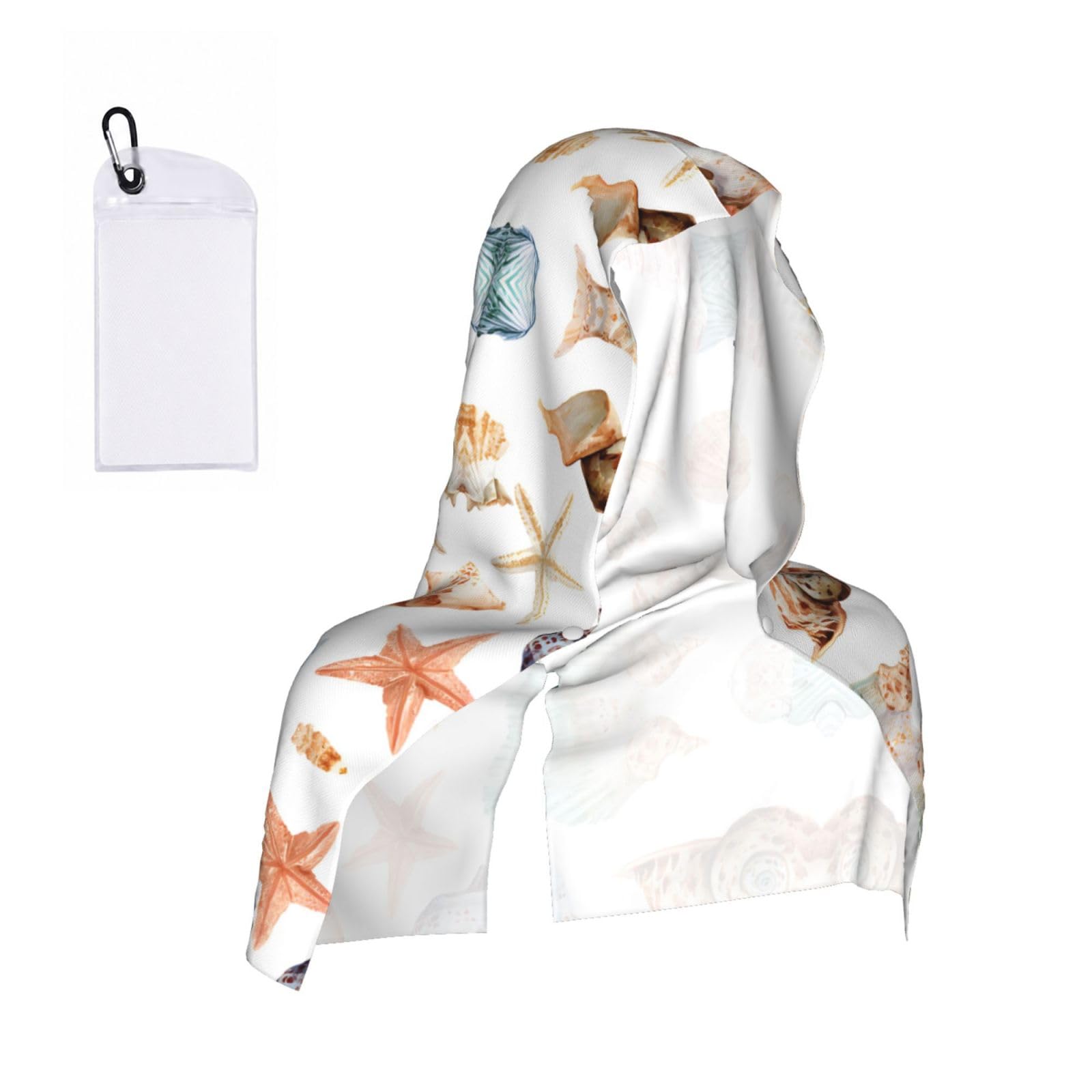 WXWJSHMGC Conch Print Cooling Hoodie Towel, Cooling Towels For Neck And Face Sun Protection Instant Cool Hoodie(Sport/Camping/Work Out/Hot Weather)