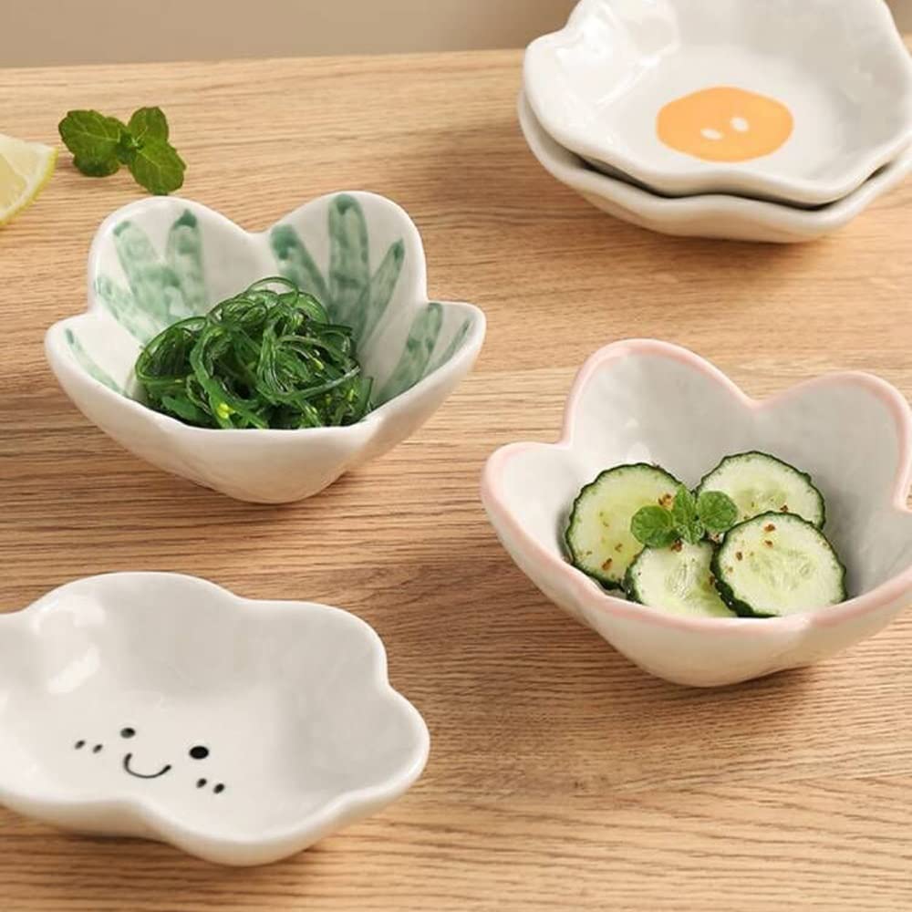 HEXEH Plato de Ensalada Cerámica Creativa Forma de Flor Verde Plato de plástico