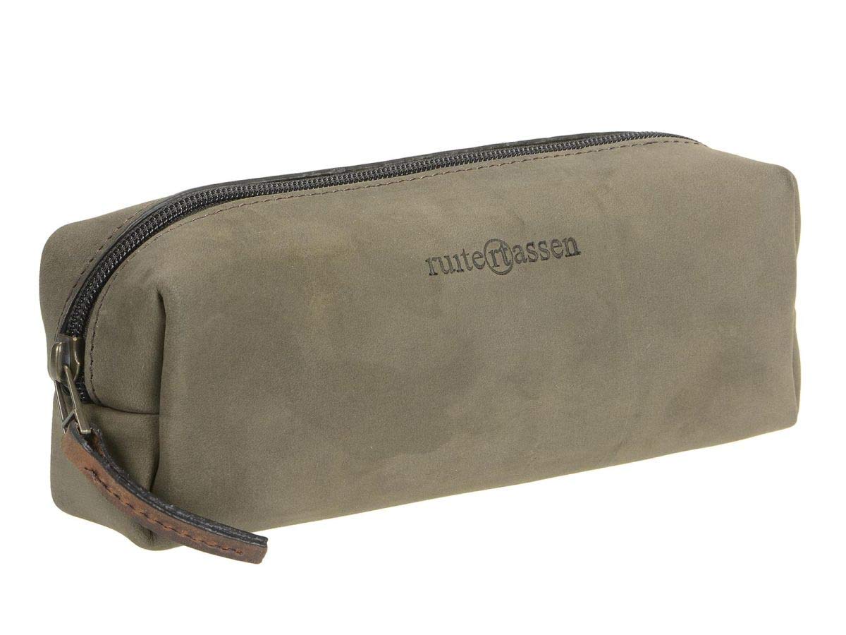 Ruitertassen Stiftetui Leder mit samtig weicher Oberfläche Schlamperrolle Stiftrolle Stifeetui Pencil Case khaki