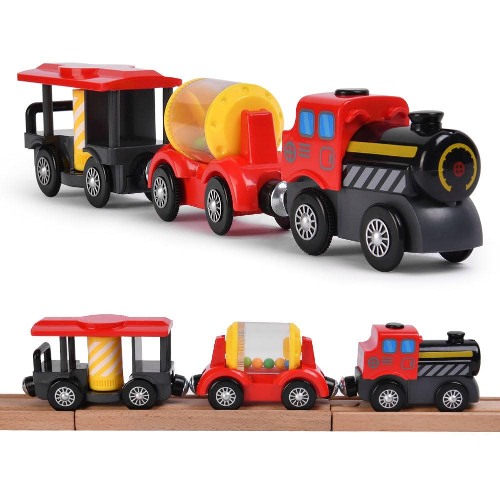 HOTUT Battery Operated Locomotive Train for Toddlers, Motorized Train with Magnetic Connection for Kids 3+ Years Old