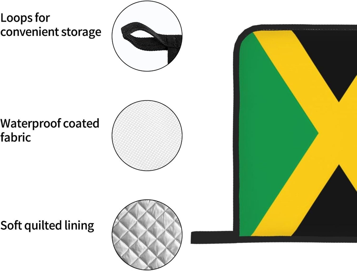 Flag of Jamaica Oven gloves and heat-resistant mat 4-piece set. Suitable for grilling, microwave oven frying, and baking