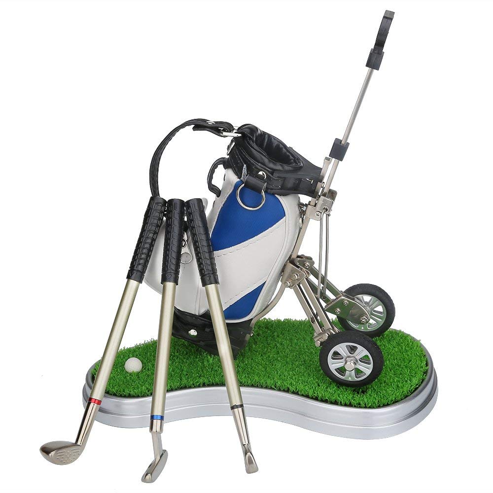 Porta Penne da Golf 3 Pezzi - Set Desk Decor - Regali Souvenir Uomini - Blu Bianco