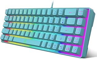 Snpurdiri 60% Gaming Keyboard, RGB Backlit Mini Keyboard,Built-in Steel Plate, Membrane Keyboard but Super Mechanical Feel for Windows PC Gamers(68 Keys Blue)