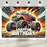 Monster Truck Background 7 × 5 ft Truck Theme Party Decoration Monster Car Birthday Party Supplies Truck Fan Meeting Photo Background