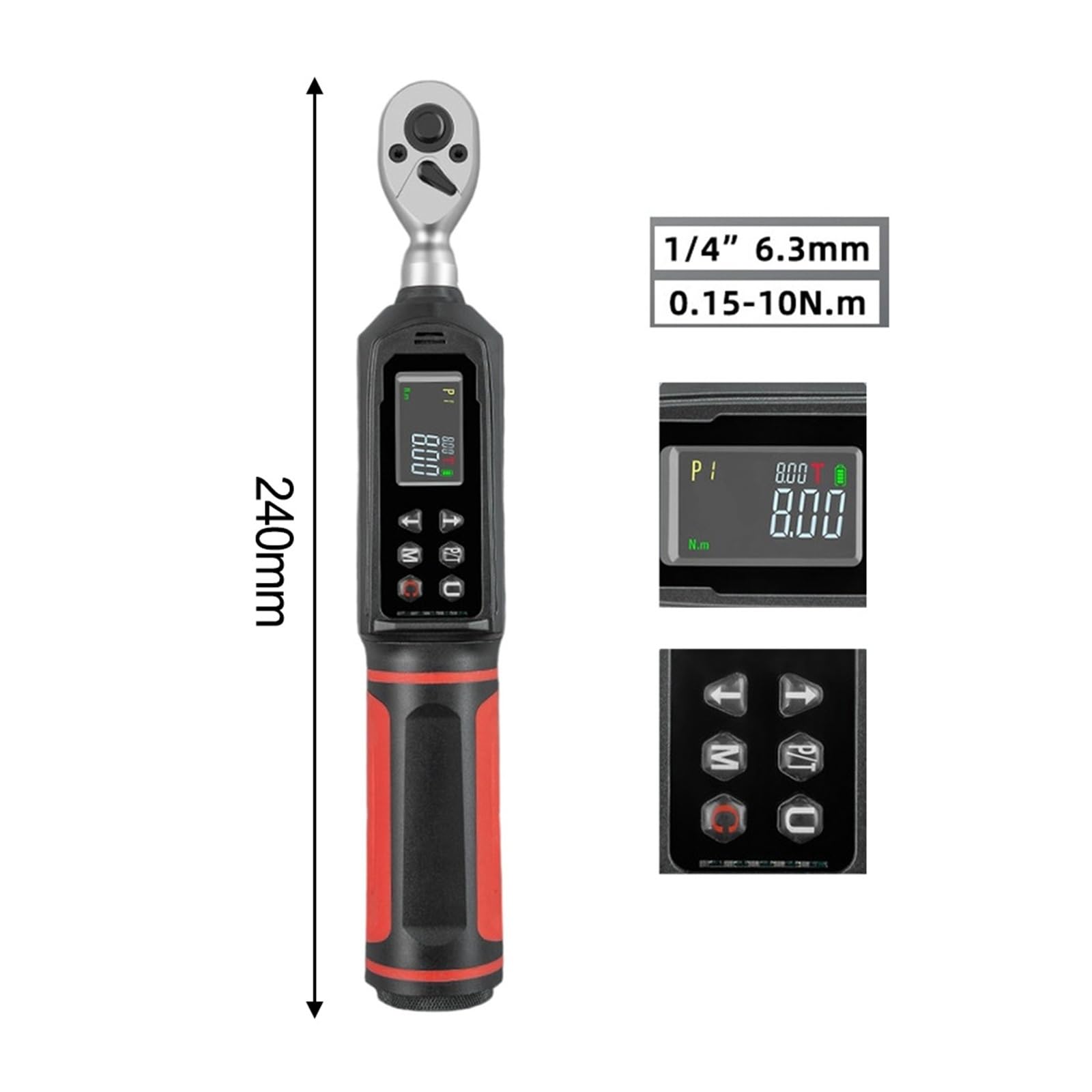 Chiave dinamometrica, Chiave dinamometrica digitale con bussola a sgancio rapido e cicalino di vibrazione(6.3mm 0.15-10N.m)