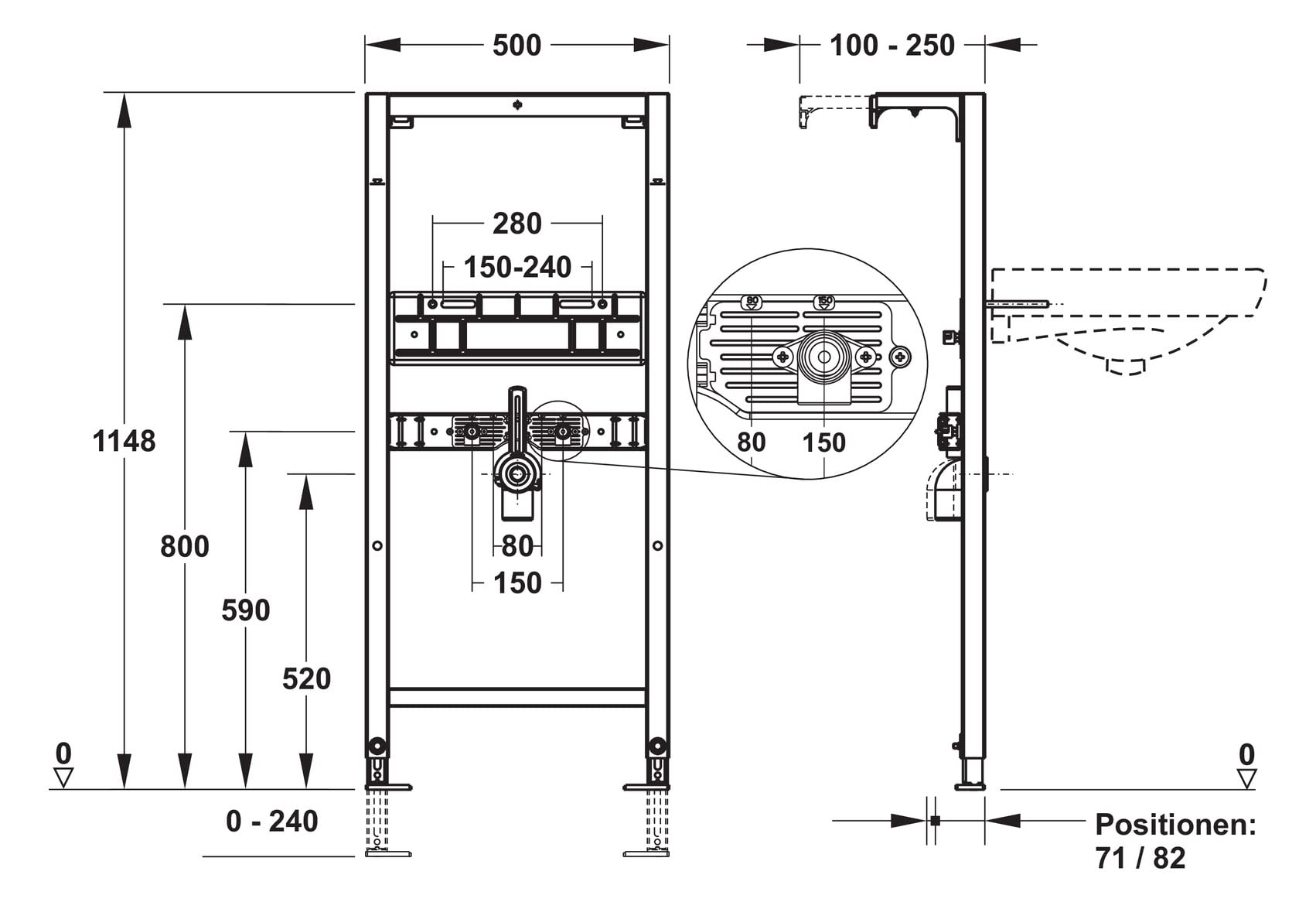 MEPA nextVIT Element für Einlochbatterie SBH 120 (Waschtisch Montageelement für Trockenbaumontage) 521016, Mehrfarbig