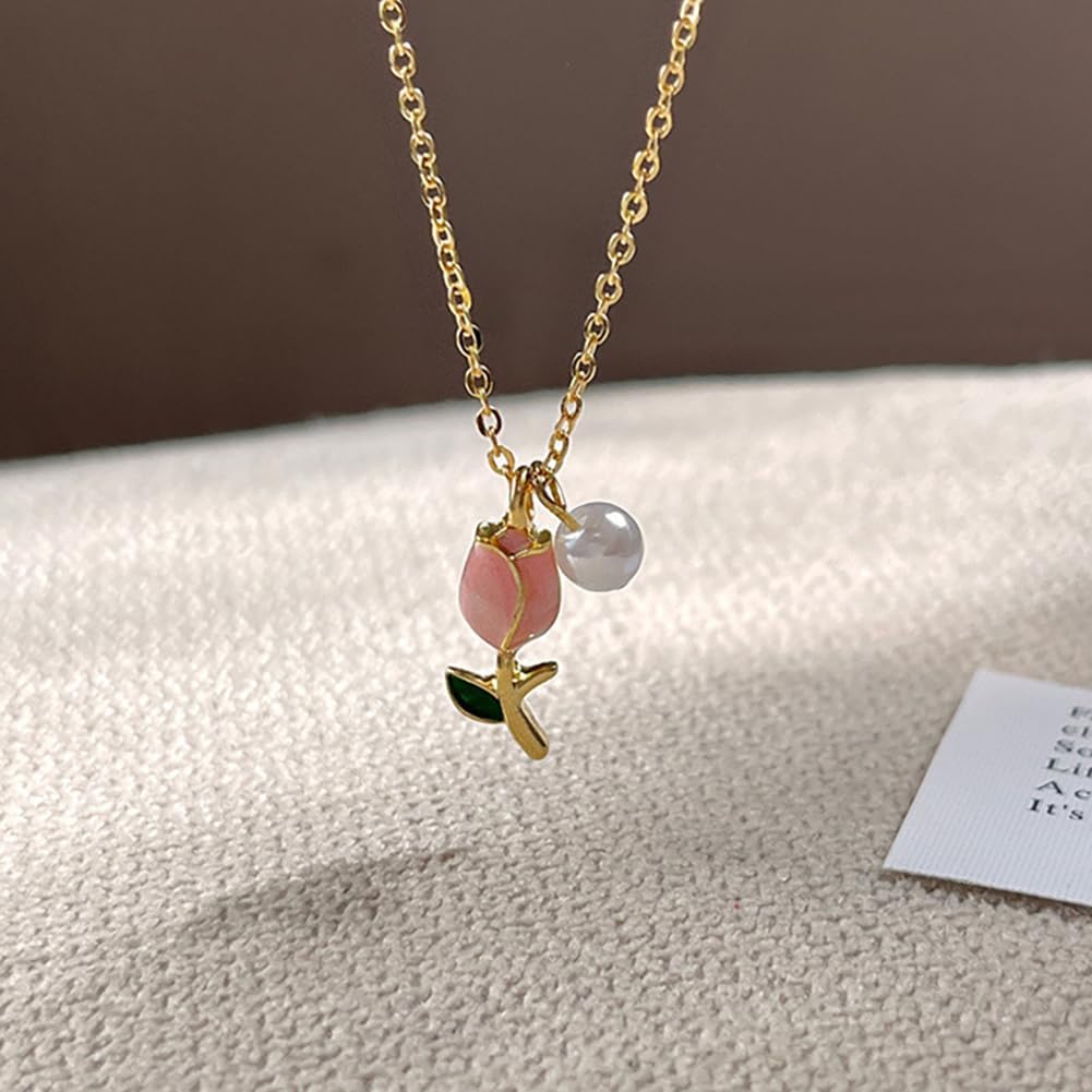Elegant Tulip Flower Pendant Necklace - Sterling Silver Chain, Gift-Ready Jewelry for Women - Image 5