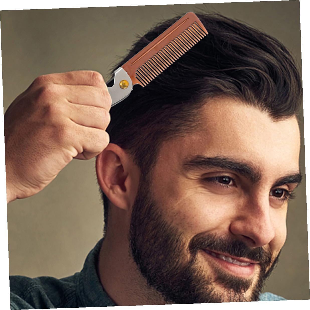 2pcs Stainless Steel Beard Comb Folding Mini Hair Comb with Bottle Opener for Men Travel Grooming and Beard Shaping Tool