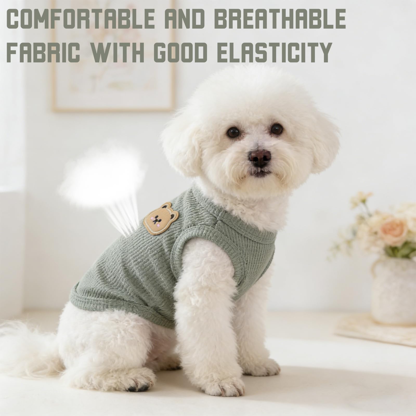 Vêtements pour Chiens, Chemise Respirante D'été, Body Chien Post Operatoire Male Doux Body Chien Post Operatoire Femelle sans Manches pour Chiens et Chats de Petite,Vert (M)