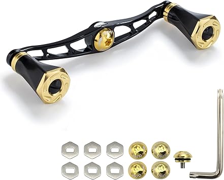 Amazon Heighten 115mm 70航空アルミ製 ベイト リール ハンドル 6色 シマノ ダイワ アブガルシア Abu Garcia 通用 ベイトリール用 Tornado Series ゴールド ブラック 28 Heighten ベイトリールパーツ