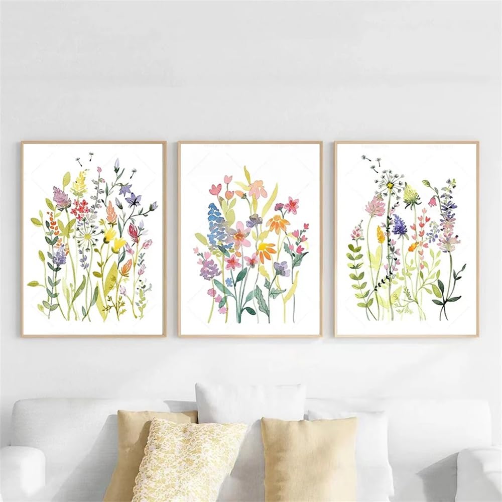 WUHBCZ Wall Posters-Abstract Art Prints Flowers Color Painting Nordic Modern Wall Art Abstract Canvas Poster for Living Room Painting Home Decoration-40 * 50cm/3PCS (No Frame)