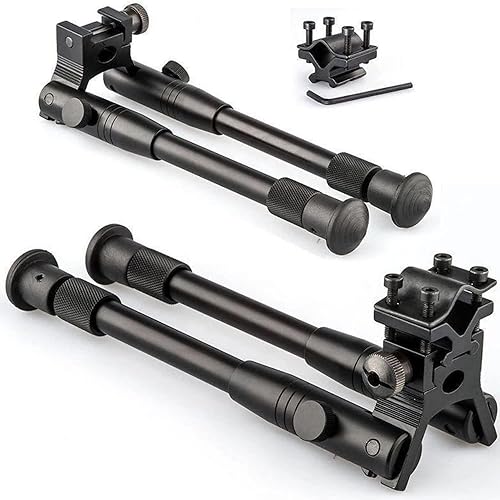 GOTICAL Combo de 2 bípodes ajustables con fijación de riel Picatinny - Riel Picatinny de montaje en barril - 0.394-0.787 in - Adaptador universal de