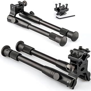 GOTICAL Combo of 2- Adjustable Bipod with Picatinny Rail Attach - Barrel Mount Picatinny Rail - 10-20mm - Universal Single Rail Adapter, Black 4 - Gotical