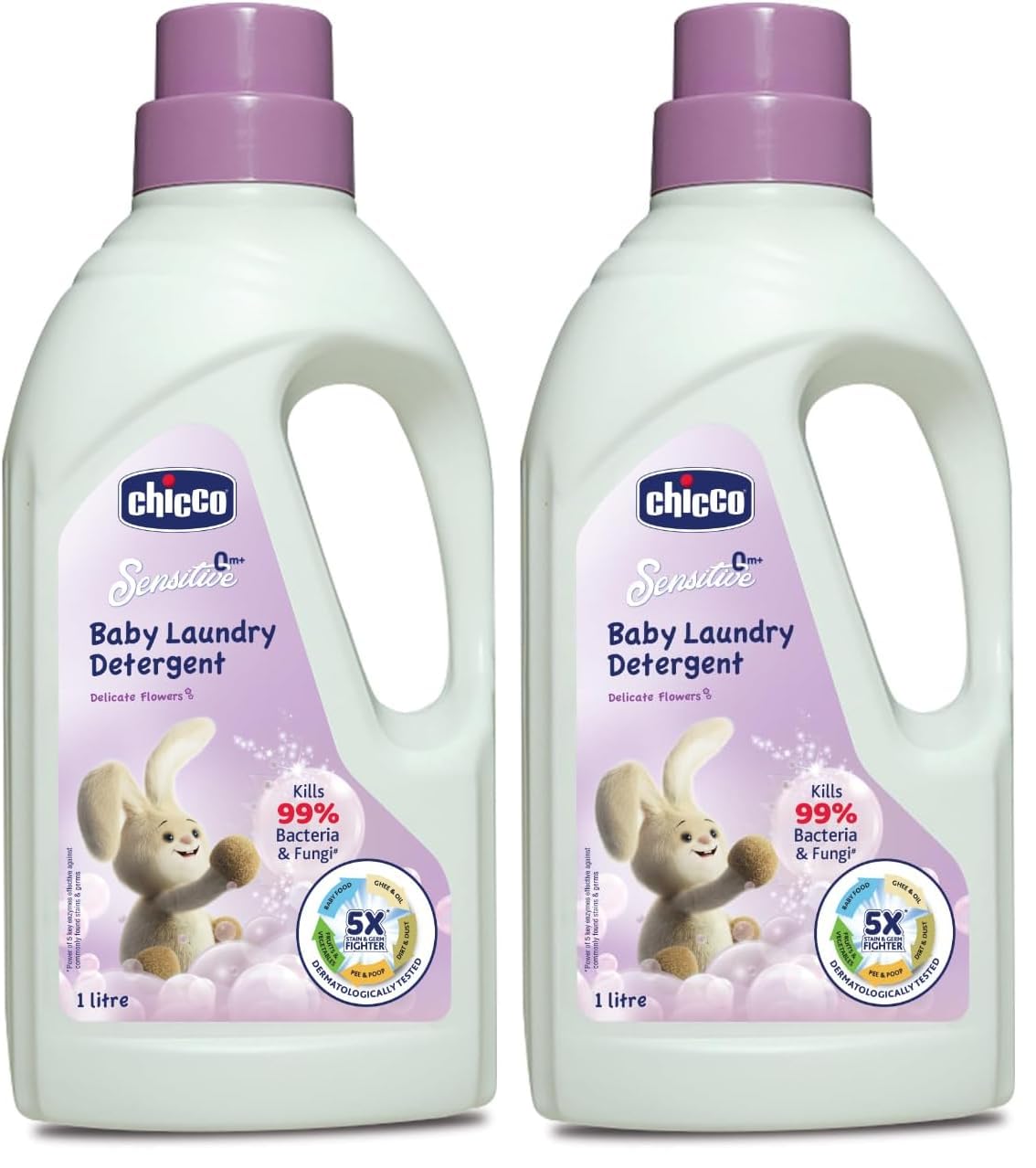 Chicco Baby Liquid Laundry Detergent, 5X Stain & Germ Fighter, Kills 99% Of Germs, Dermatologically Tested For Effective & Gentle Cleaning, Delicate Flowers (1 L) (Pack of 2)-image-31