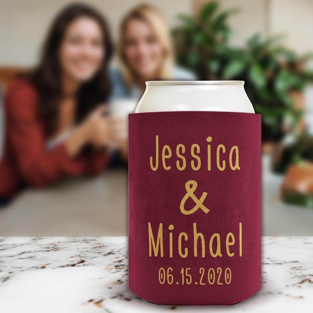 Personalized Wedding Gift Custom Names Save the Date 12-Pack Personalized Can Drink Thermocoolers Coolers Maroon