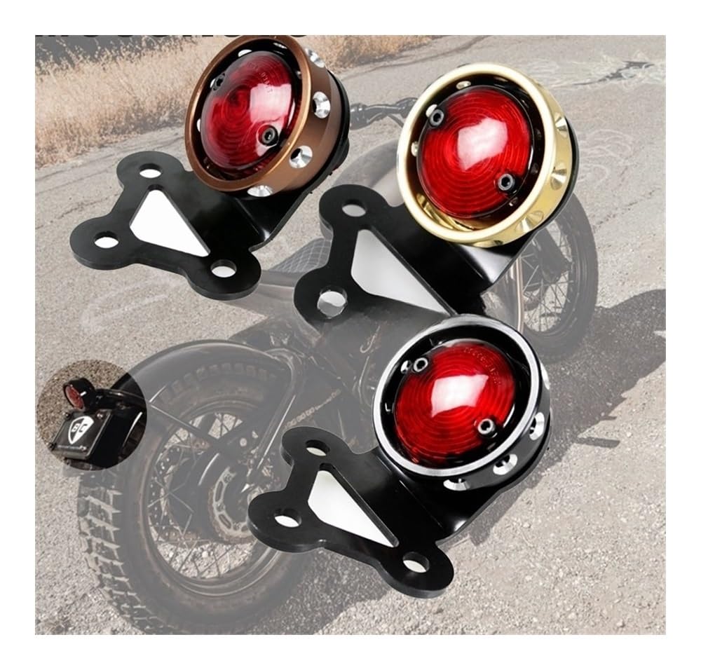 Fanale posteriore Lampadina luce posteriore rossa per motocicletta nera targa per Har&ley Chopper Bobber Custom 12V