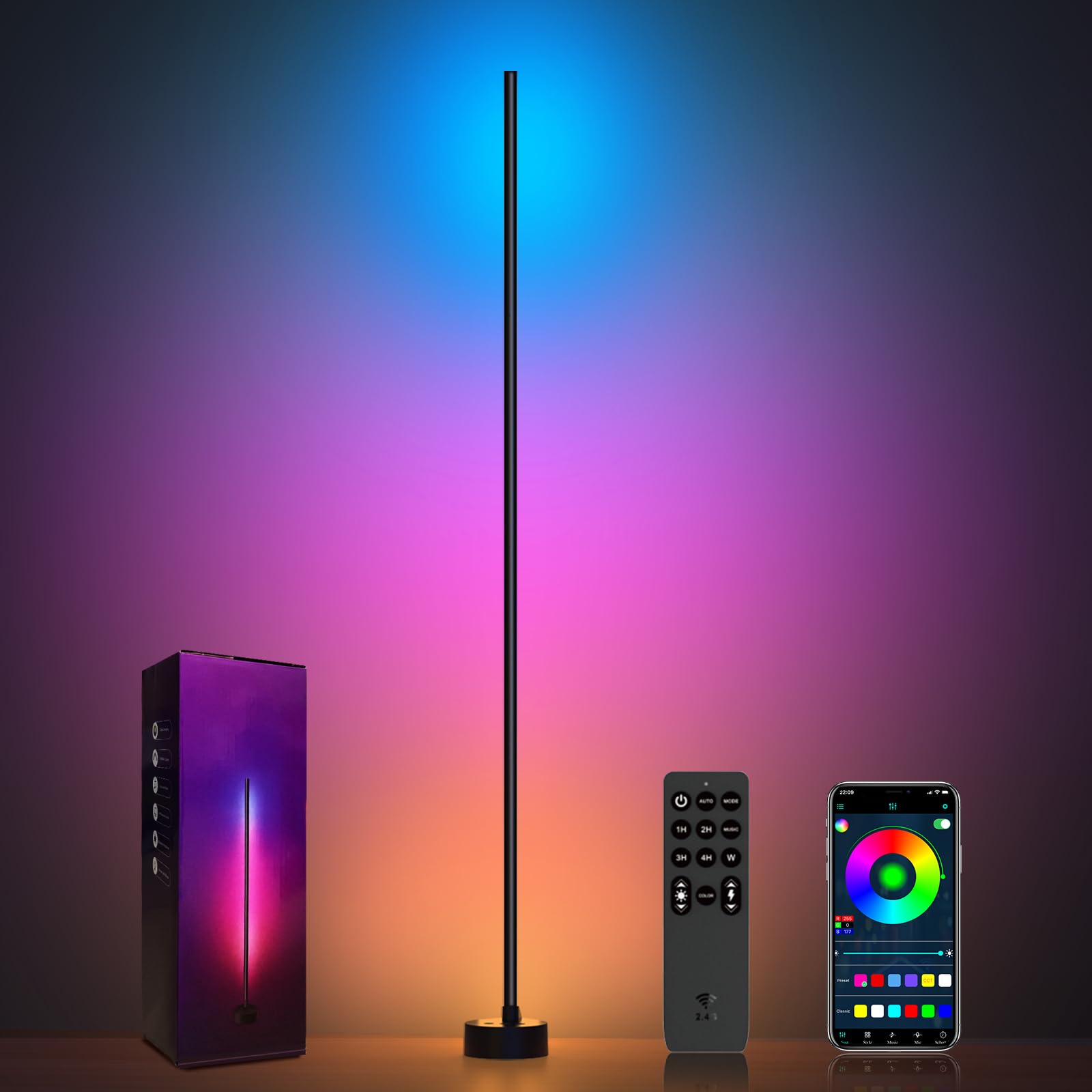 Photo 1 of Miortior RGB LED Corner Floor Lamp