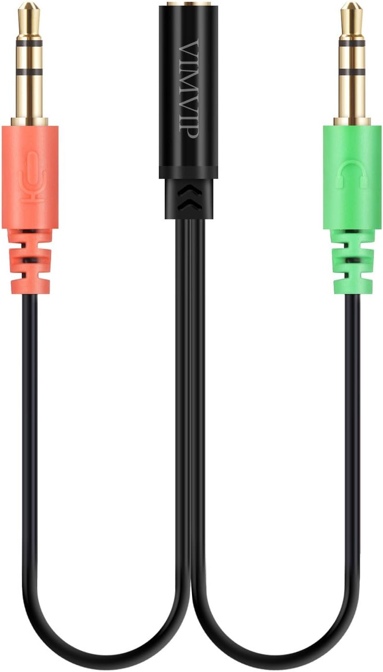 VIMVIP 3.5mm Female to Dual 3.5 Male Mic & Stereo Audio Y Splitter Cable Cord for PC Laptop