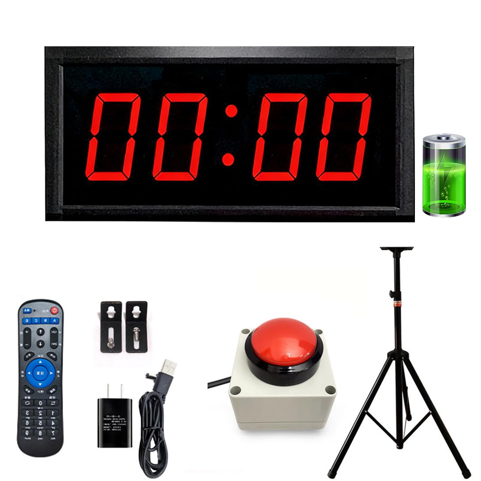 Temporizador De Cuenta Regresiva, Cronómetro para Competiciones Juegos Cronómetro Gimnasio con TrípodeCronómetro Control Remoto Digital 4/6 Dígitos Brillo Ajustable 12/24H