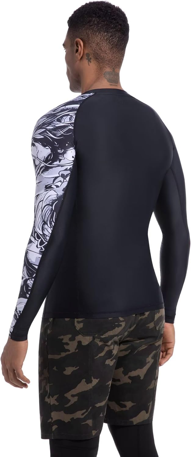 Men's Rash Guard Long Sleeve UPF 50+ Base Layer Skins Compression Shirt Performance Fit - Image 2
