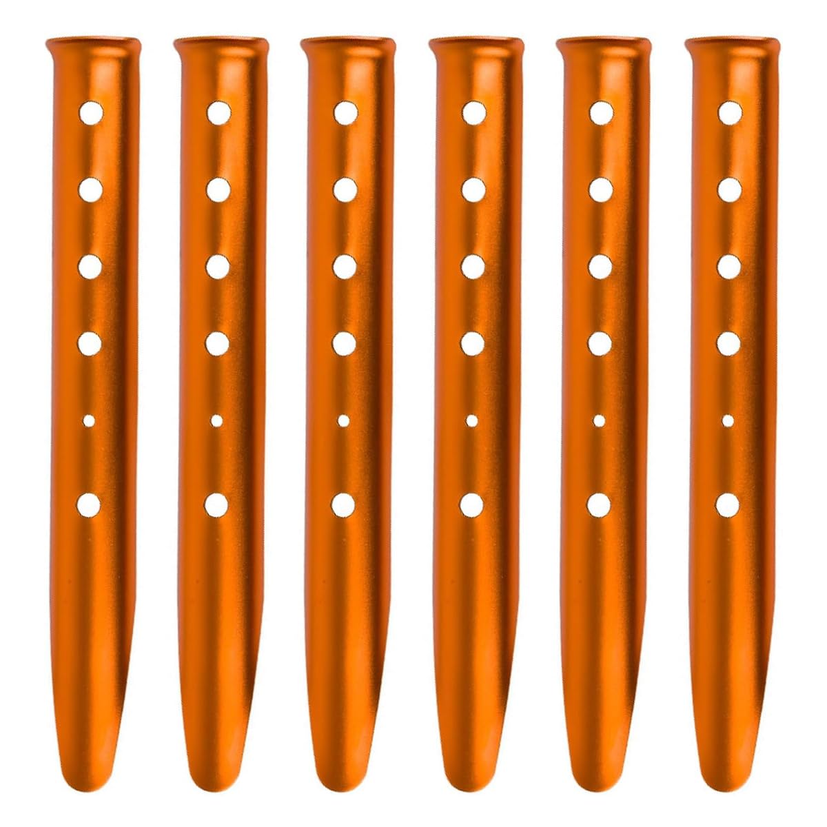 Ausi 6 pcs Tent Pegs Metal Heavy Duty Sand Pegs Snow Tent Stakes for Beach Shade Canopy Camping Hiking Backpacking Orange