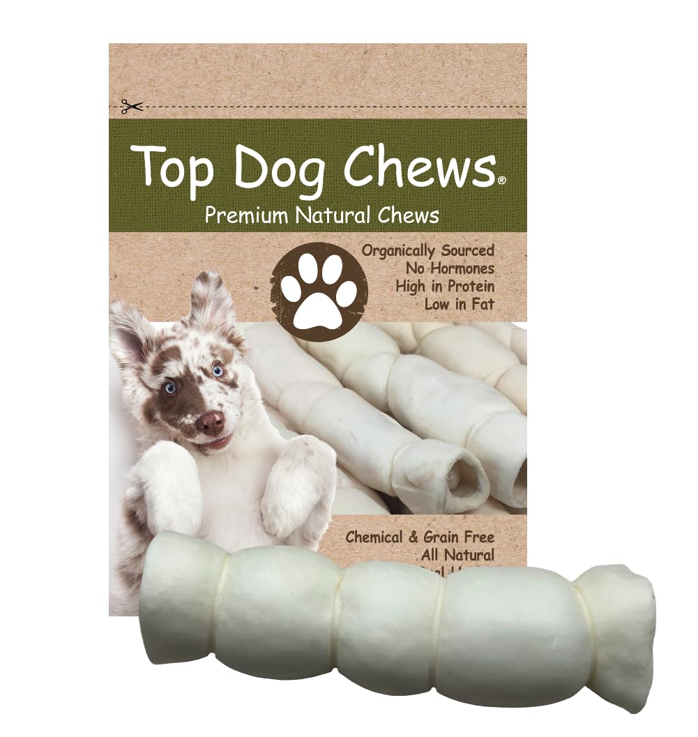 Top Dog Chews – 9” – 11” Beef Cheek Rolls, 5 Pack, Long Lasting Dog Bones for Aggressive Chewers, Rawhide Free Dog Treats
